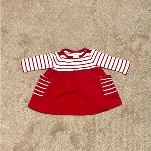Hanna Andersson LS Dress w/ Pockets, Red/White Striped - Size 60 (3/6 mos) (EUC)